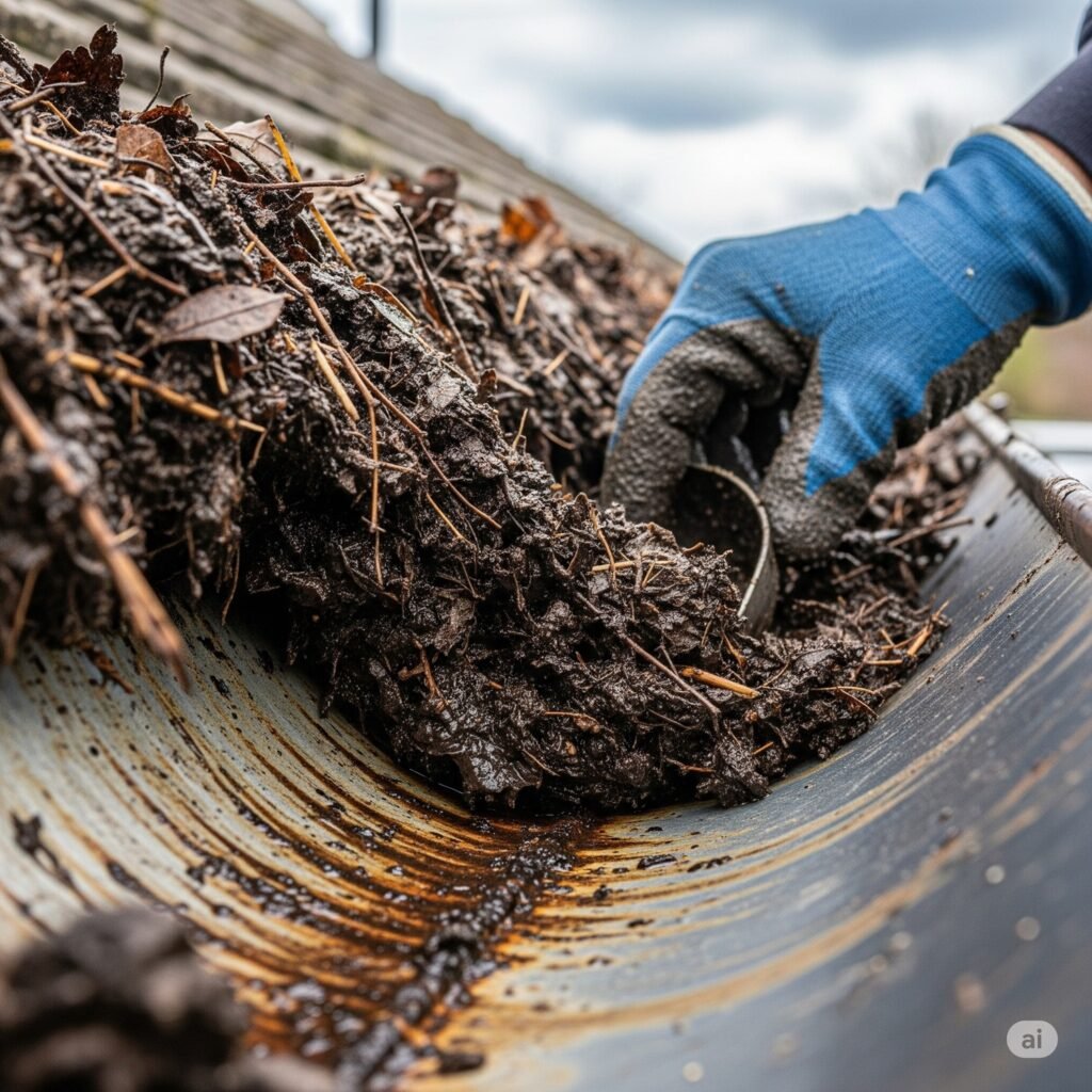 Gutter Cleaning 2 Gutter cleaning with hand